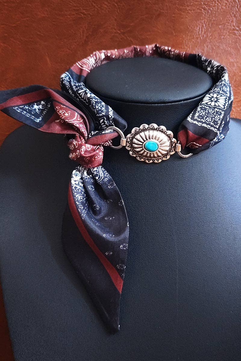 Turquoise Buckle Neck Scarf