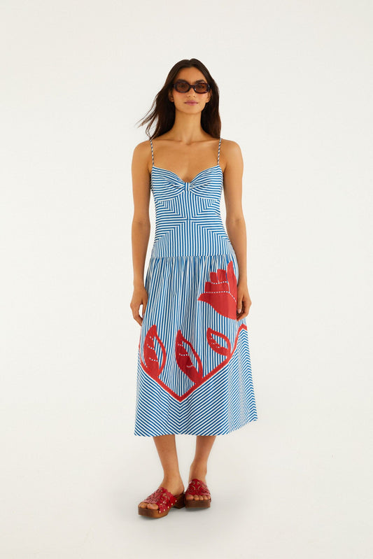 Sky Stripes Midi Dress