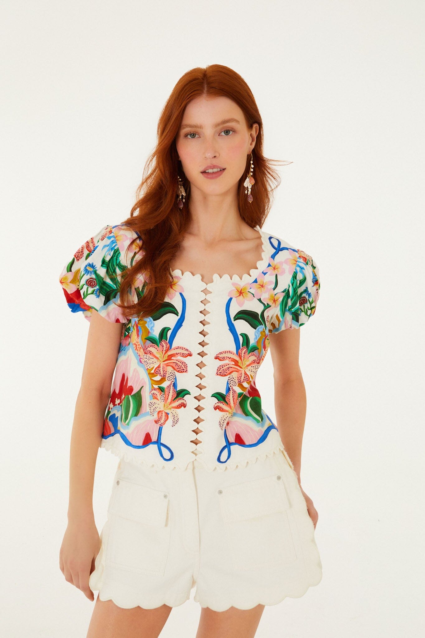 Canvas Scalloped Shorts