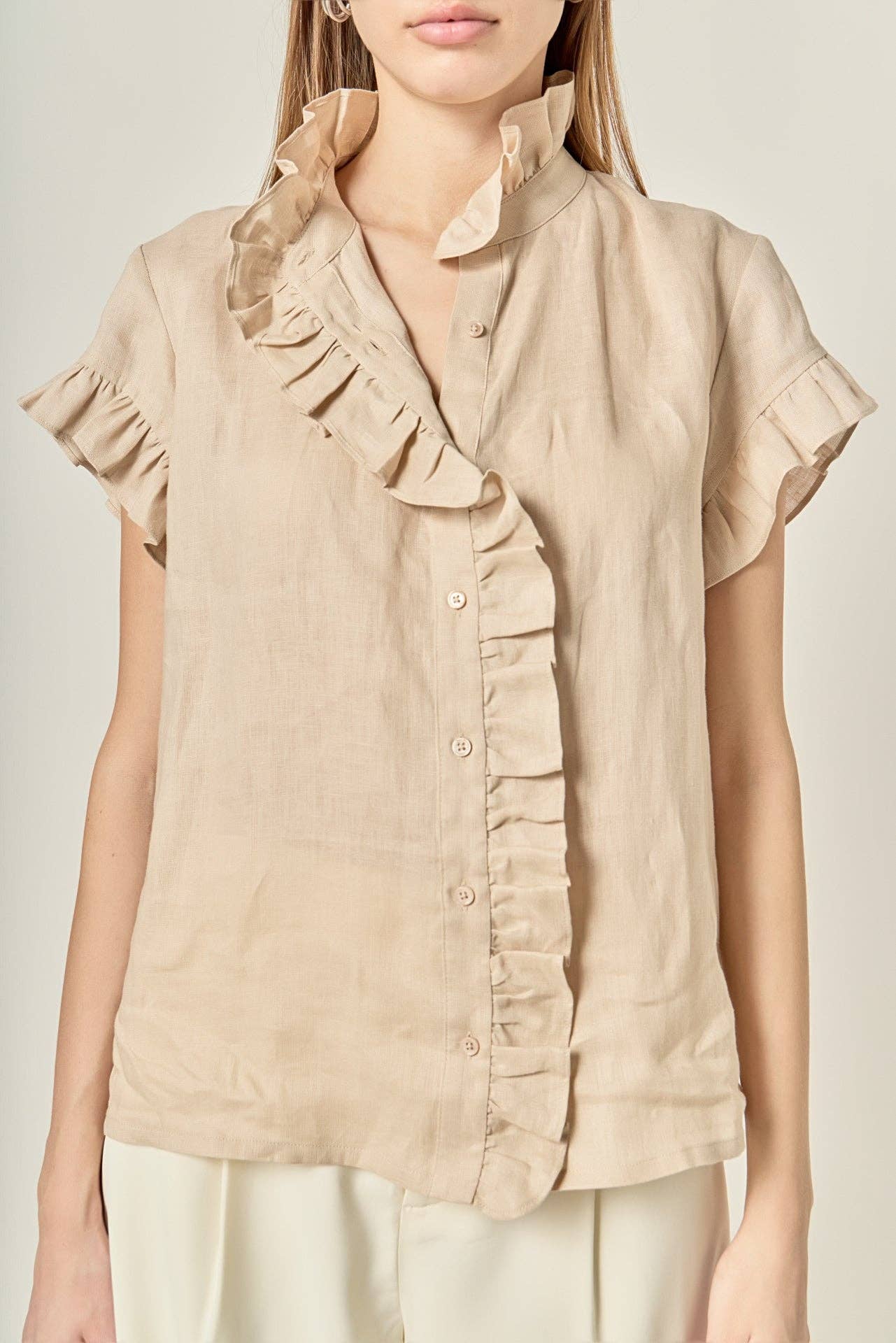 Lucy Linen Ruffle Shirt