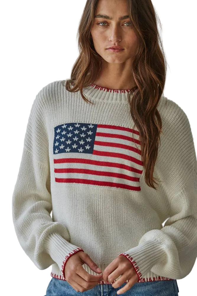 Knit American Flag Pullover
