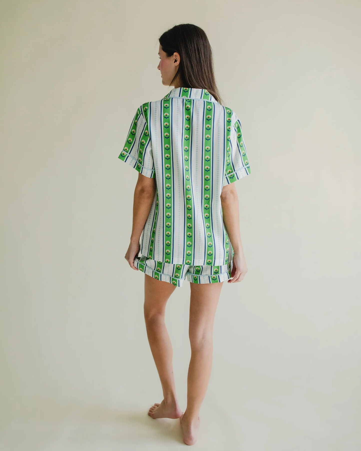 Garden Stripe Pajama Shorts Set