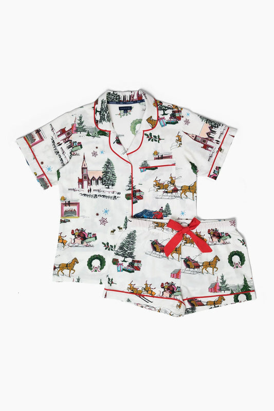 Holiday Toile Pajama Shorts Set