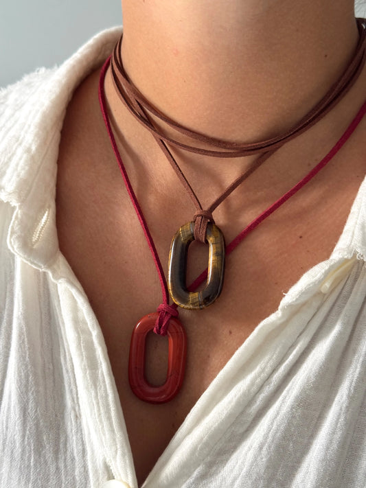 Stone on Suede Necklace