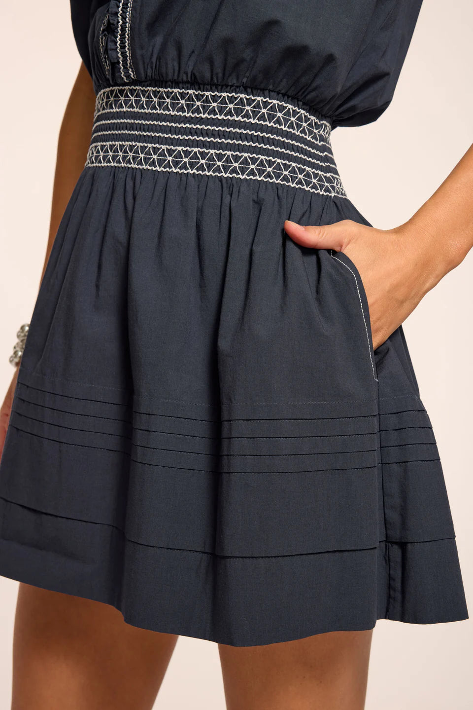 Tahlia Cotton Poplin Smocked Mini Dress