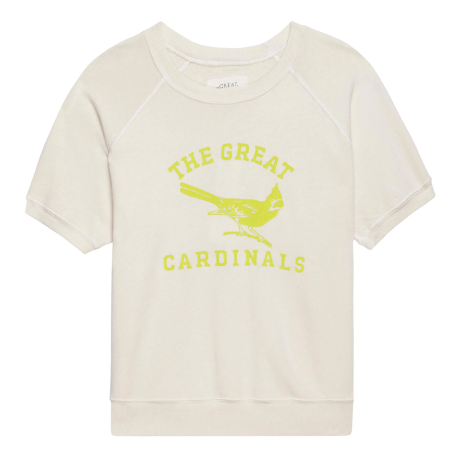The Short Sleeve Sweatshirt with Perched Cardinal Graphic - Frock Shop