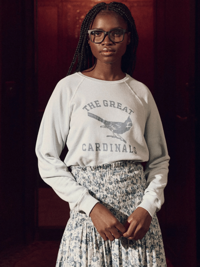 The Shrunken Sweatshirt with Perched Cardinal Graphic - Frock Shop
