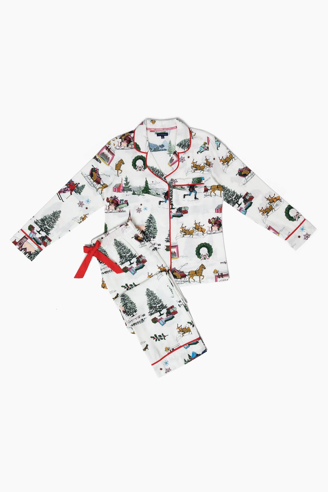 Holiday Toile Long Sleeve Pajama Pants Set