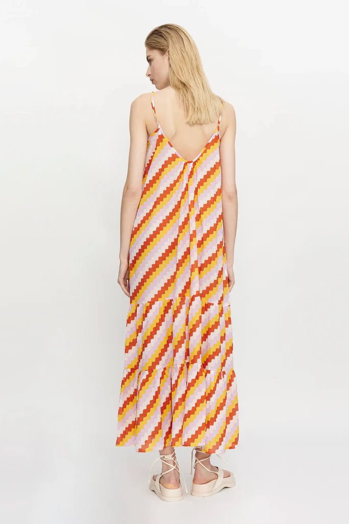 Zigzag Printed Long Strap Dress - Frock Shop