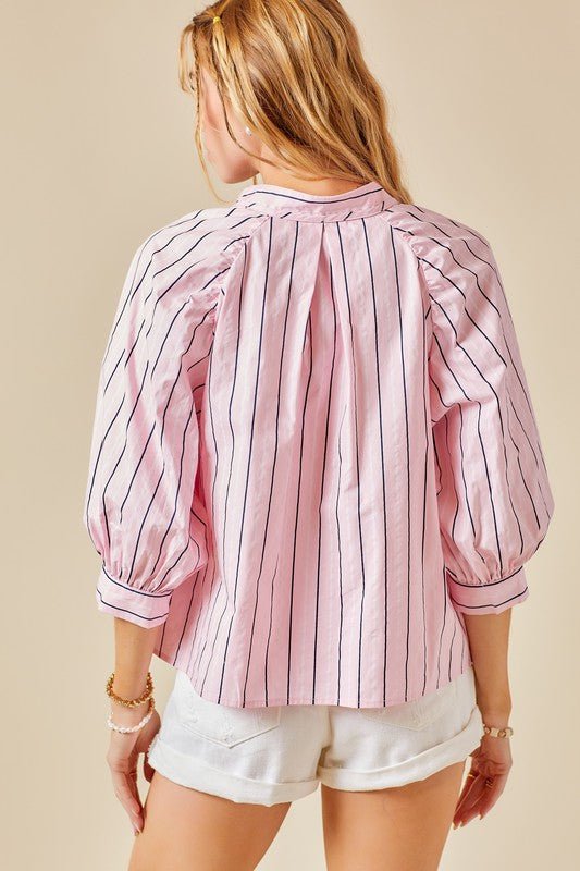 Adler Puff Sleeve Stripe Poplin Shirt - Frock Shop