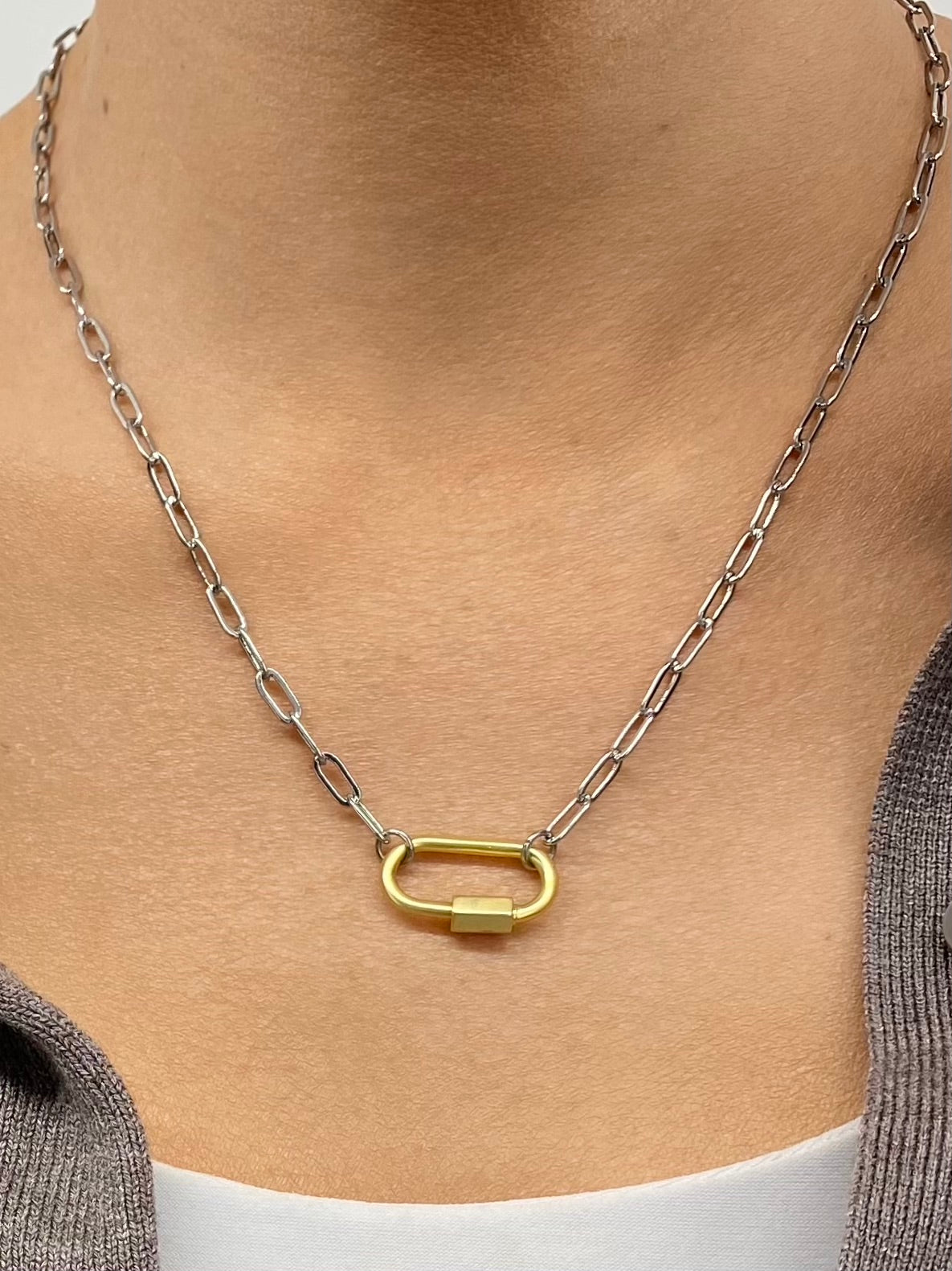 Clingy Carabiner Mixed Metal Necklace - Frock Shop