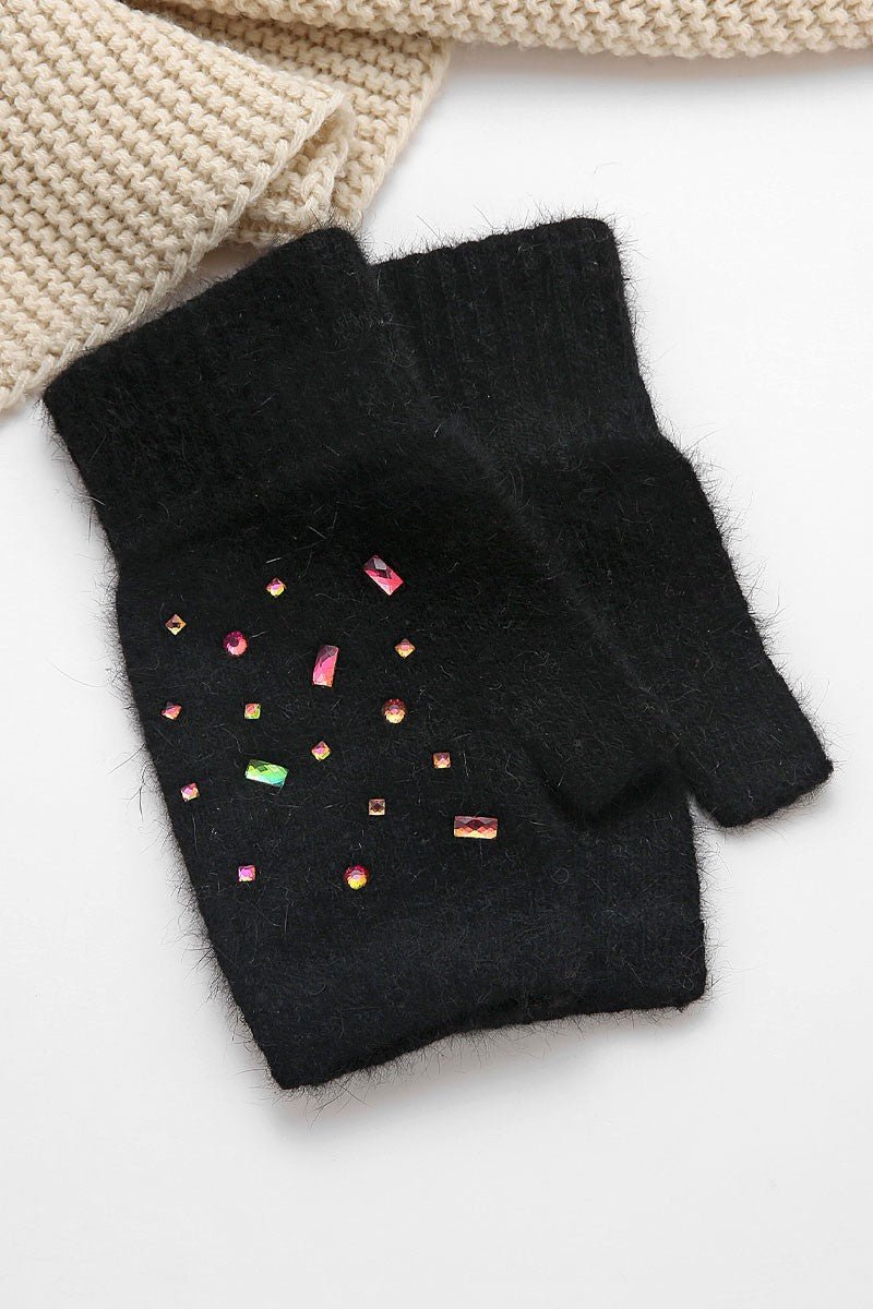 Colorful Crystal Bead Fingerless Gloves - Frock Shop