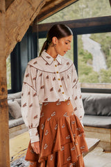 Embroidered Horses Volumnious Blouse - Frock Shop