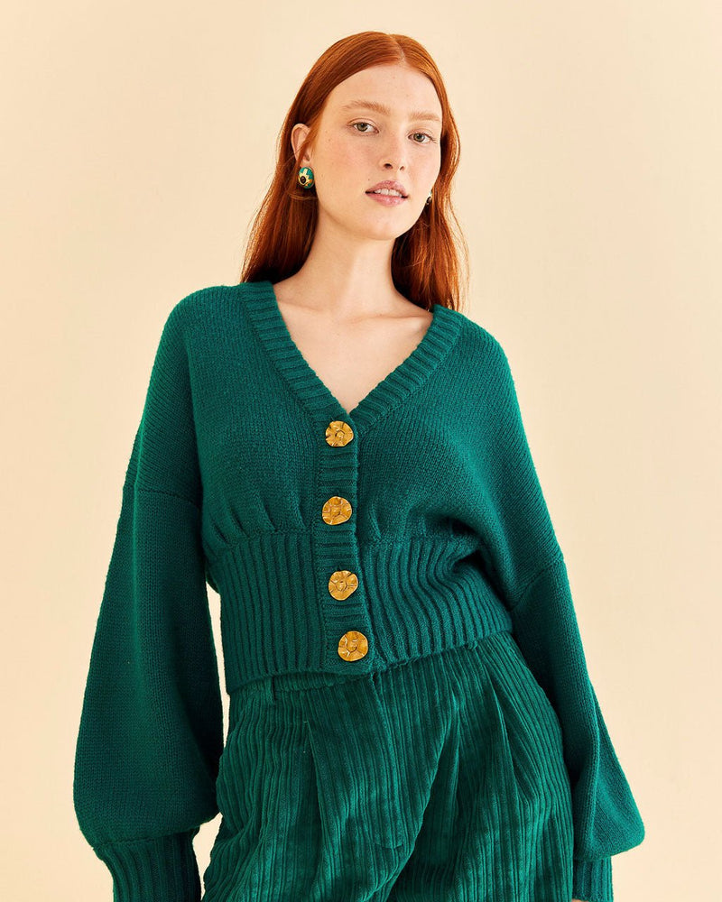 Emerald Bubble Knit Cardigan - Frock Shop