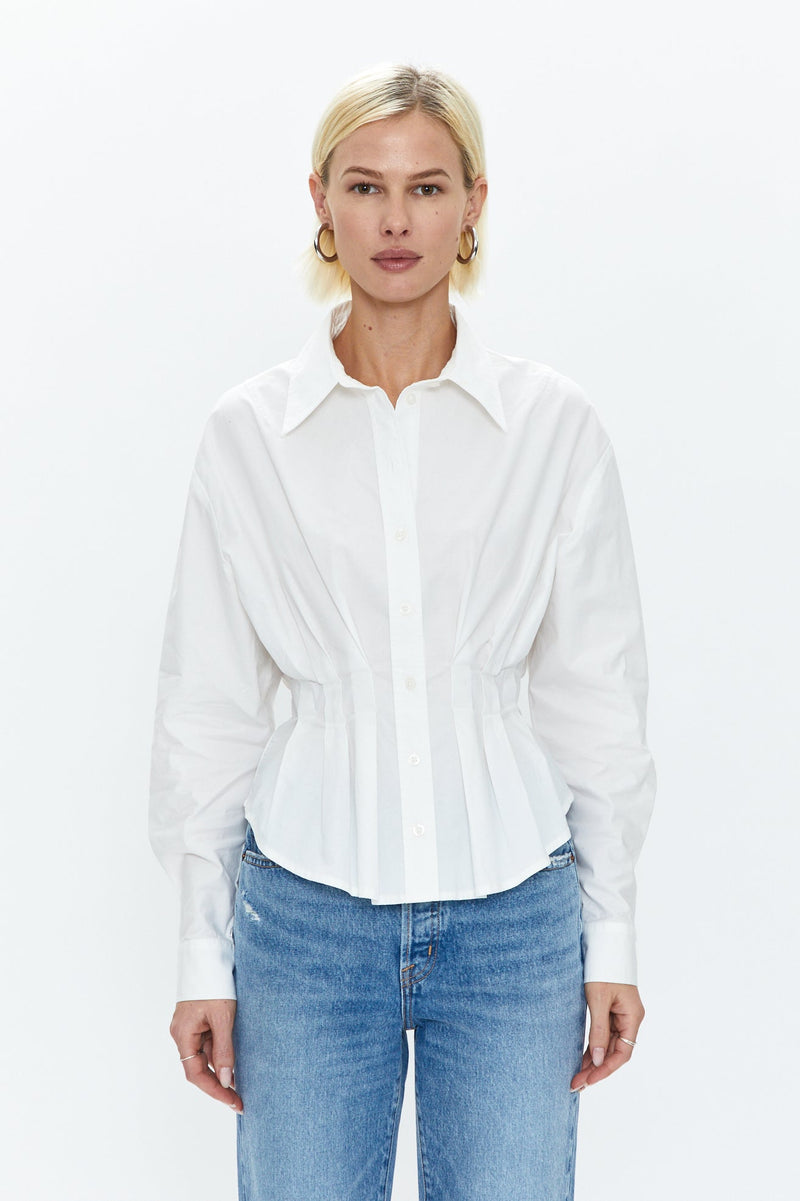 Julie Pleated Button Down - Frock Shop