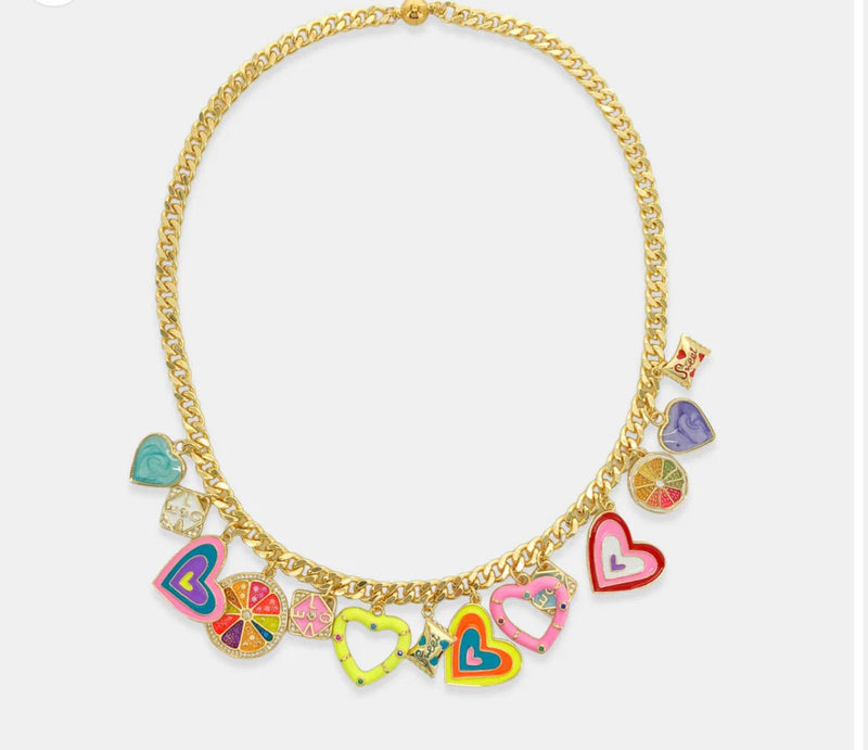 Multi Charm Heart Necklace - Frock Shop