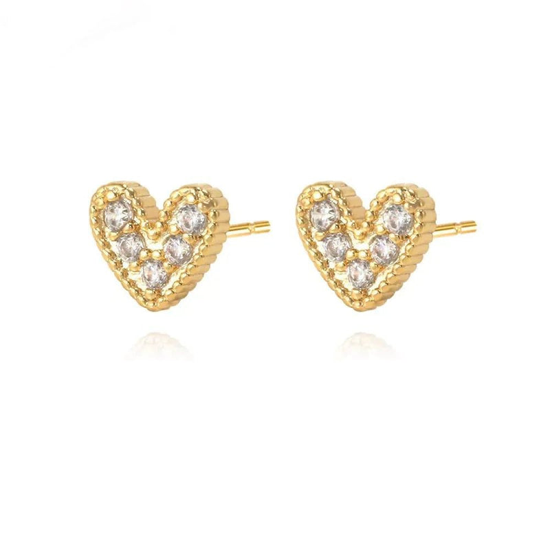 Nia Pave Heart Studs - Frock Shop