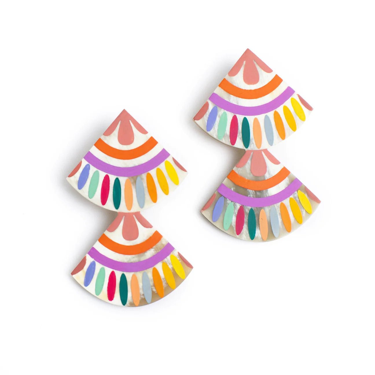 Rainbow Double Tile Earrings - Frock Shop
