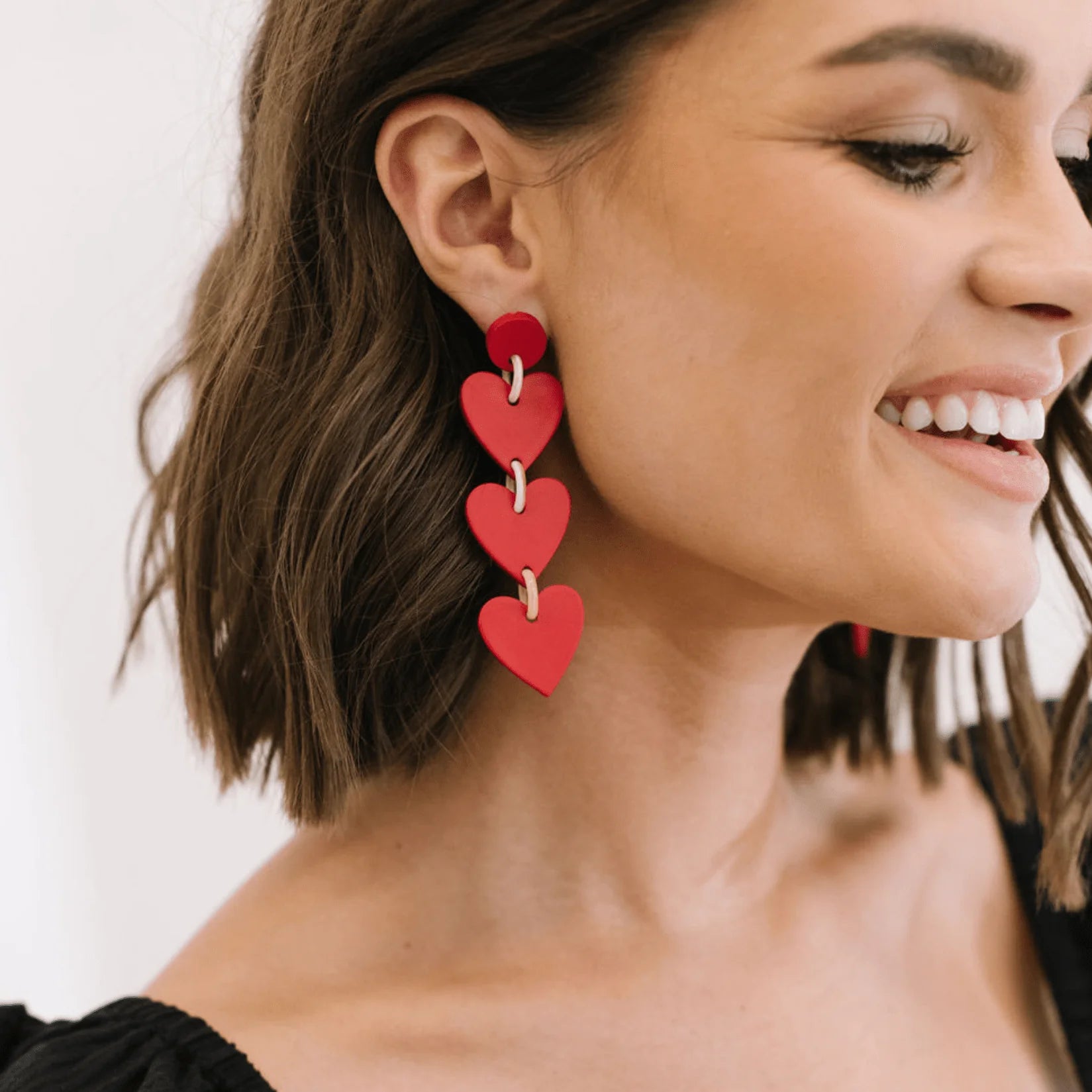 Red Drop Heart Earrings - Frock Shop