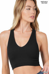 Ribbed Cropped Racerback Tank Top - Frock Shop