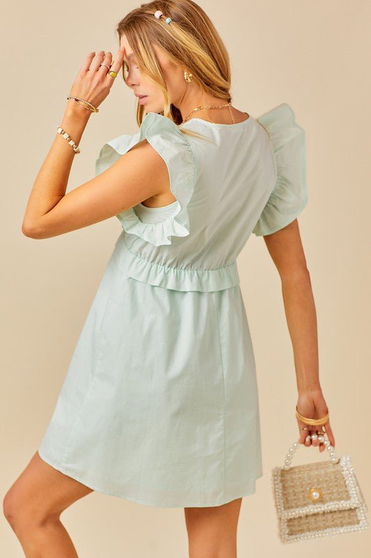 Ruffle Sleeve Poplin Dress - Frock Shop