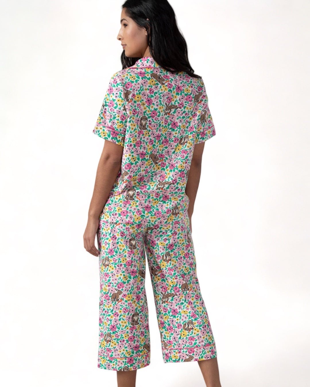Short Sleeve Top & Cropped Pajama Pants Set - Frock Shop