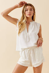 V-Neck Distressed Sleeveless Top - Frock Shop