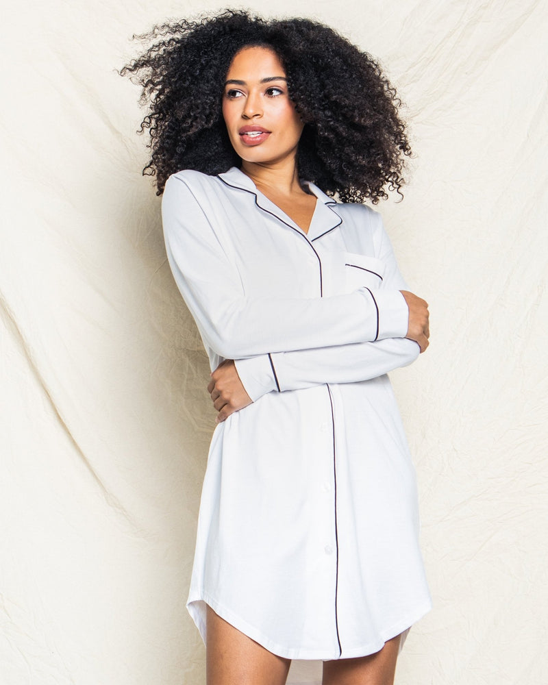 White Nightshirt With Black Pining - Frock Shop